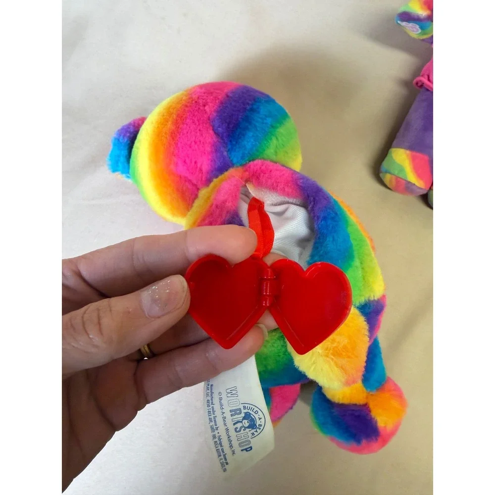 Build-A-Bear Workshop Rainbow Striped Bear and Purple Unicorn Plush Toy Set